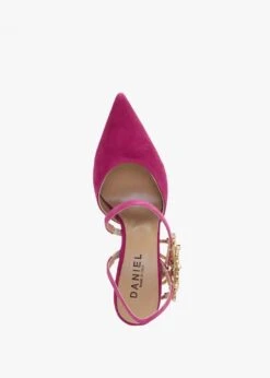 Tidy Fuchsia Suede Jewelled Heel Pumps -Daniel Footwear Shop tidy p135299 195458 image