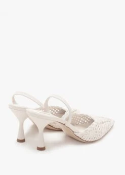 Tiffi White Leather Woven Sling Back Mid Heel Shoes -Daniel Footwear Shop tiffi low p135363 195590 image