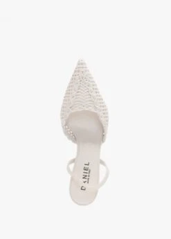 Tiffi White Leather Woven Sling Back Mid Heel Shoes -Daniel Footwear Shop tiffi low p135363 195592 image