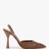Tiffi Tan Leather Woven Sling Back Heeled Shoes