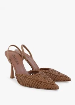 Tiffi Tan Leather Woven Sling Back Heeled Shoes -Daniel Footwear Shop tiffi p125187 202908 image