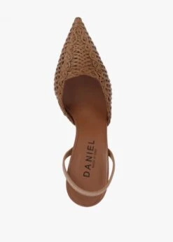 Tiffi Tan Leather Woven Sling Back Heeled Shoes -Daniel Footwear Shop tiffi p125187 202911 image