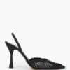 Tiffi Black Leather Woven Sling Back Heeled Shoes