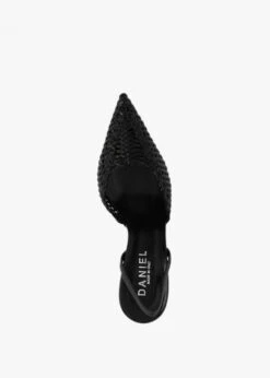 Tiffi Black Leather Woven Sling Back Heeled Shoes -Daniel Footwear Shop tiffi p132408 197245 image