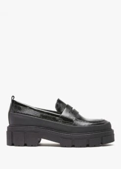 Treasure Black Patent Leather Chunky Loafers