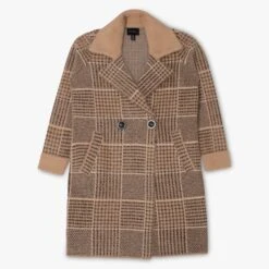 Taupe Knitted Longline Coat