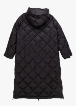 Quilted Black Padded Long Line Hooded Coat -Daniel Footwear Shop tribal 1615 p138607 203689 image