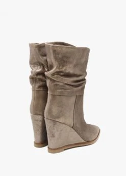 Tully Metallic Taupe Suede Rouched Wedge Calf Boots -Daniel Footwear Shop tully p135851 196208 image