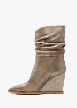 Tully Metallic Taupe Suede Rouched Wedge Calf Boots -Daniel Footwear Shop tully p135851 196209 image