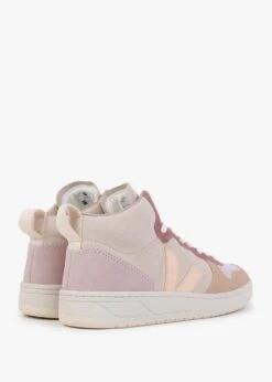 Veja V-15 Suede Multico Peach High-Top Trainers -Daniel Footwear Shop v 15 suede multico peach high top trainers p131726 198589 image