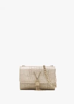 Valentino Audrey Ecru Moc Croc Shoulder Bag
