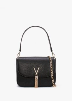 Valentino Divina Large Black Pebbled Shoulder Bag
