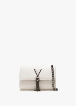 Valentino Divina Bianco Pebbled Shoulder Bag
