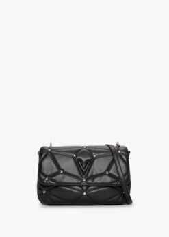 Valentino Emily Black Quilted Studded Satchel Bag