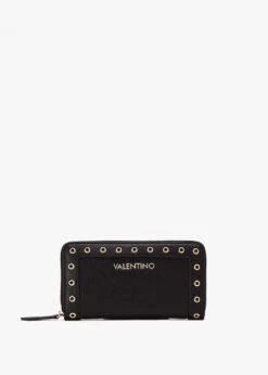 Valentino Megeve Nero Zip Around Rivet Wallet