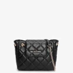 Valentino Ocarina Flap Chain Black Quilted Shopper