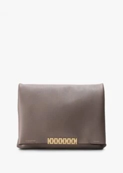 Victoria Beckham Jumbo Taupe Leather Chain Pouch Shoulder Bag
