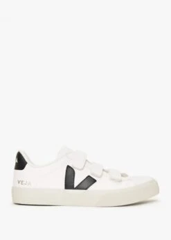 Veja Recife Logo Chromefree Leather Extra White Black Trainers