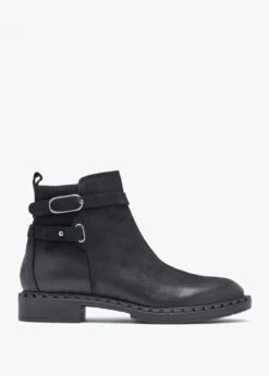 Venus Black Leather Ankle Boots