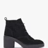 Vesta Black Suede Lace Up Block Heel Ankle Boots