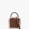 X Christian Villa Mini Square Shearling Tan Leather Cross-Body Bag