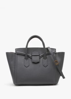X Christian Villa Grey Tumbled Leather Satchel Bag