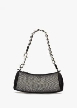 Vivienne Westwood Cindy Vegan Recycled Mesh Black Cylinder Shoulder Bag