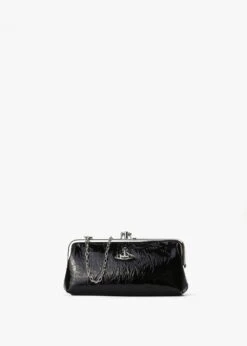 Vivienne Westwood Crinkle Vegan Black Double Frame Purse On A Chain -Daniel Footwear Shop vw crinkle frame purse clutch bag p142166 202683 image