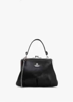 Vivienne Westwood Granny Frame Vegan Black Purse On A Chain