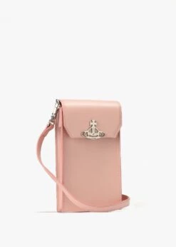 Vivienne Westwood Pink Pearlized Leather Phone Case -Daniel Footwear Shop vw orb cross body bag p142180 202669 image