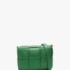 Green Leather Woven Cross-Body Bag