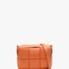 Orange Leather Woven Cross-Body Bag