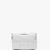 White Leather Woven Cross-Body Bag