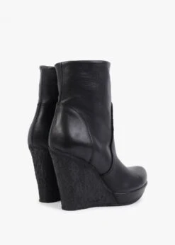 Wisest Black Leather Wedge Ankle Boots 6 Wisest Black Leather Wedge Ankle Boots -Daniel Footwear Shop wisest p122149 201607 image