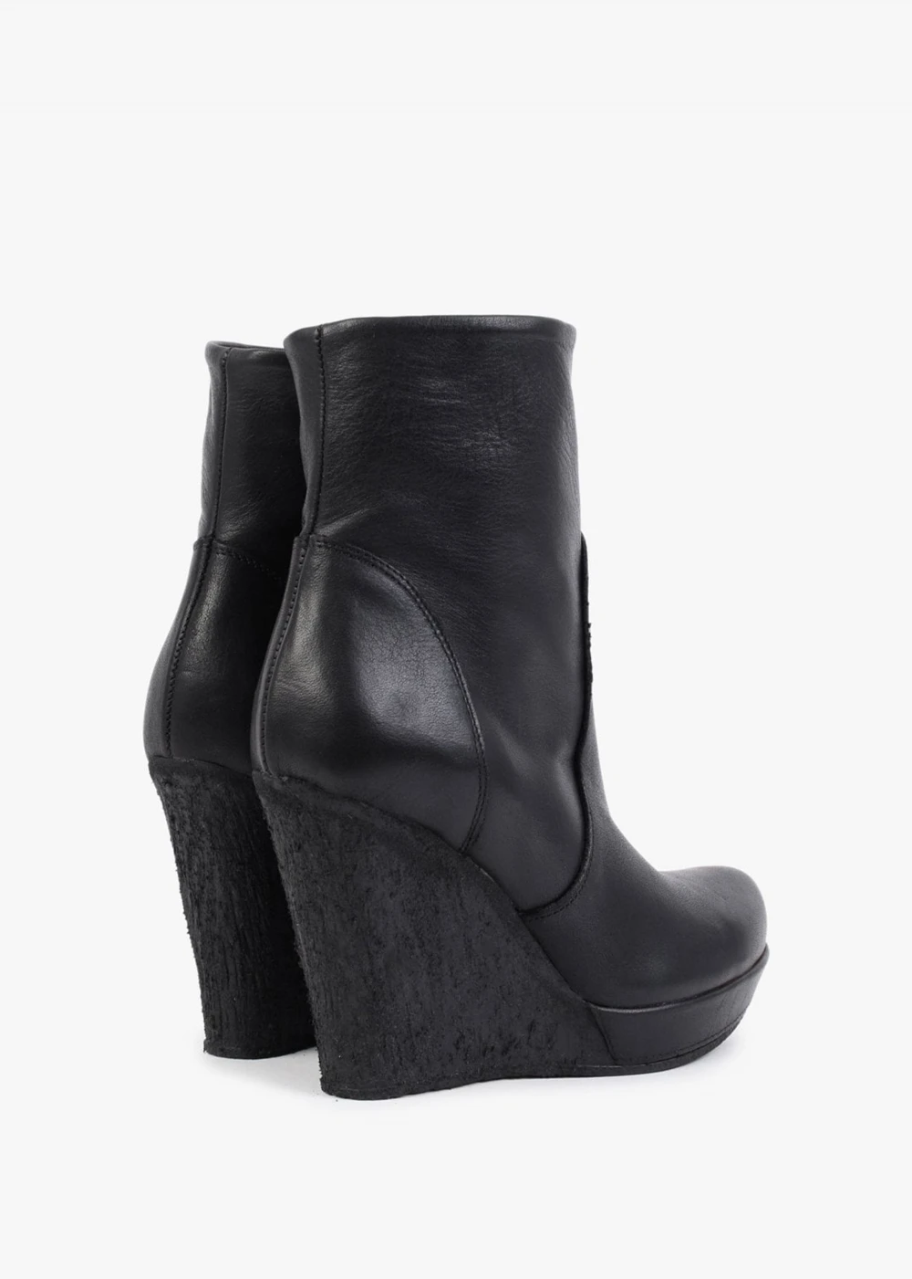 Wisest Black Leather Wedge Ankle Boots 3 Wisest Black Leather Wedge Ankle Boots - Image 3