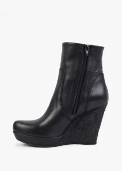 Wisest Black Leather Wedge Ankle Boots 7 Wisest Black Leather Wedge Ankle Boots -Daniel Footwear Shop wisest p122149 201608 image