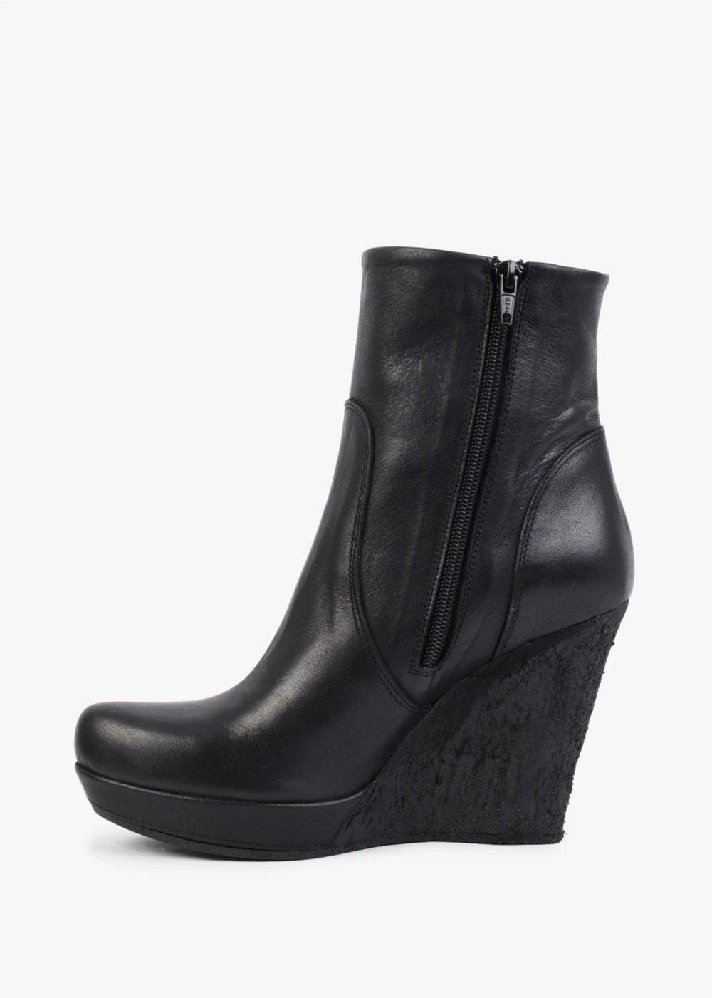 Wisest Black Leather Wedge Ankle Boots 4 Wisest Black Leather Wedge Ankle Boots - Image 4