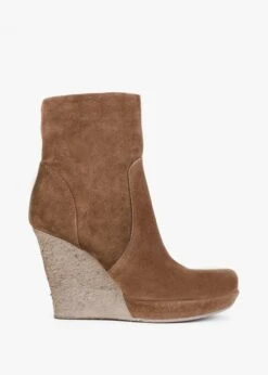 Wisest Tan Suede Wedge Ankle Boots