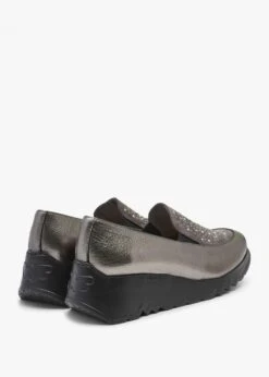 Wonders Jewel Pewter Leather Low Wedge Loafers -Daniel Footwear Shop wonders jewel loafer p138538 201367 image