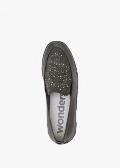 Wonders Jewel Pewter Leather Low Wedge Loafers -Daniel Footwear Shop wonders jewel loafer p138538 201368 image