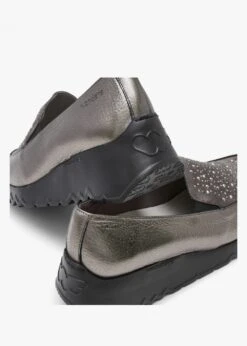 Wonders Jewel Pewter Leather Low Wedge Loafers -Daniel Footwear Shop wonders jewel loafer p138538 201370 image