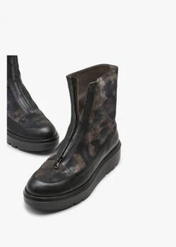Wonders Black Camo Suede & Leather Ankle Boots -Daniel Footwear Shop wonders zip ankle p138528 201325 image