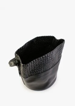 Woven Black Leather Bucket Bag 6 Woven Black Leather Bucket Bag -Daniel Footwear Shop woven bucket p134319 197485 image
