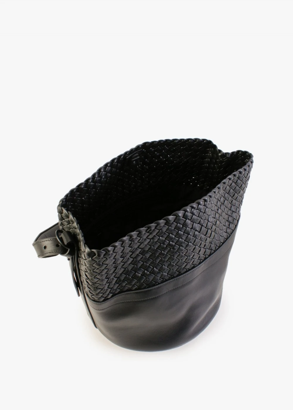Woven Black Leather Bucket Bag 3 Woven Black Leather Bucket Bag - Image 3