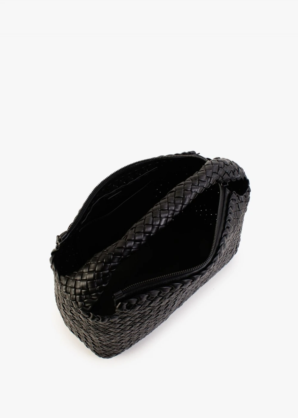 Large Woven Black Leather Hobo Bag 3 Large Woven Black Leather Hobo Bag - Image 3