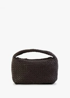 Large Woven Brown Leather Hobo Bag