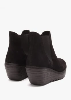 Fly London Yoss Black Suede Wedge Ankle Boots -Daniel Footwear Shop yoss black suede wedge ankle boots p135972 217090 image
