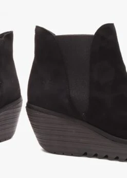 Fly London Yoss Black Suede Wedge Ankle Boots -Daniel Footwear Shop yoss black suede wedge ankle boots p135972 217092 image
